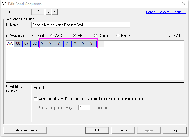 Sequence variable data
